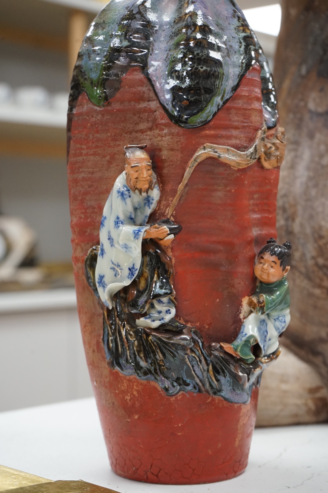 A Japanese Sumida pottery vase, 31cm high